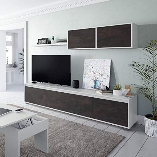 Habitdesign - Mueble de Comedor Moderno (Blanco Artik y Oxido)