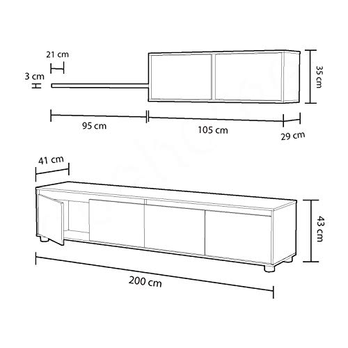 Habitdesign - Mueble de Comedor Moderno (Blanco Artik y Oxido)