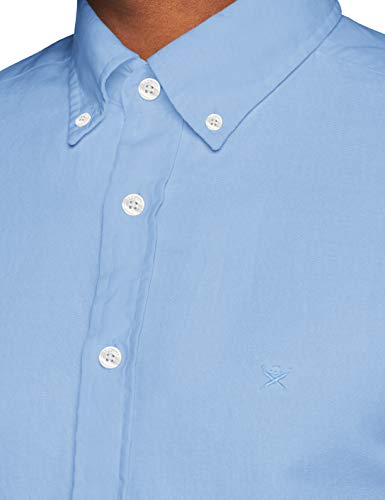 Hackett London GMT Dye Delave OXF BS Camisa, Azul, X-Large para Hombre