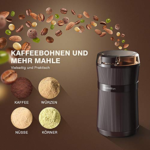 HadinEEon Molinillo de Especias y Café Eléctrico, 200W Lavable Portátil de Granos de Café y Molinillo de Especias Eléctricos con Cuchillas de Acero Inoxidable y Cepillo para Hierbas, Nueces, Pimienta