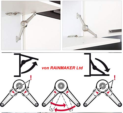 HAFELE DUO Standard Sostén Compás de Puerta Herrajes para Elevables Mecanismo de Elevación Para Frentes de Madera y Marcos de Aluminio Bisagras Niquelado Paquete de 1