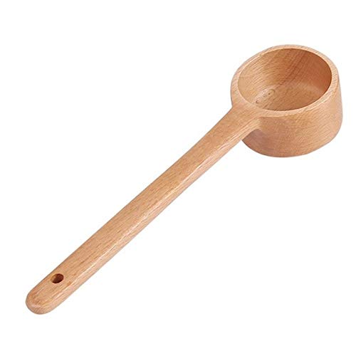 HAFJFKA Cuchara Mango Largo de Madera   Cuchara Simple Cubiertos Cuchara de té Cuchara de Postre Cuchara de café para Cocina casera, M