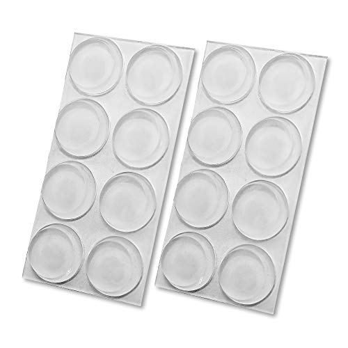 HaftPlus Topes de Goma en Silicona Transparente | Set 16 Gotas Adhesivos Parachoques | Ø 19mm, Espesor 6mm | Protectores Multiusos by