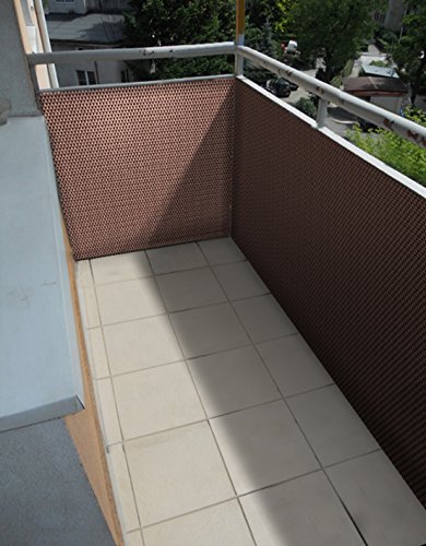 Haga® - Tela de ratán sintético para la terraza, balcón, para privacidad, marrón oscuro, anchura de 0,9 m (producto al metro)