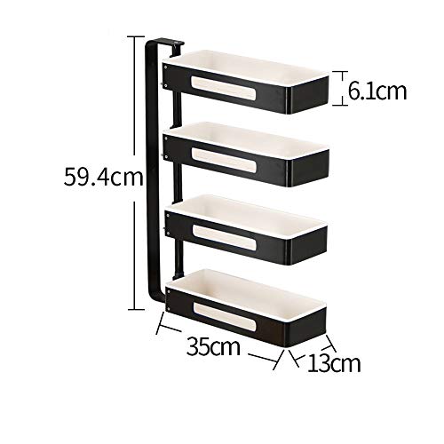 HAIBUHA0 Estante De Cocina Rotativo Especiero Montado En La Pared Multifuncional Bandeja De Almacenamiento Libre De Golpes (Color : Negro, Tamaño : 4 Layers)