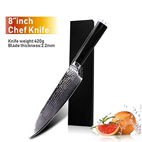 HAIYOUSHANGMAO Knife Damasco Cuchillos Chef Cuchillo Cuchillo De Cocina Japonesa Damasco VG10 67 Capas De Acero Inoxidable Cuchillos Ultra Manija De Sharp (Color : 8INCH with gife Box)