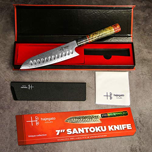 Hajegato Cuchillo de Chef Damasco Mango Profesional único, Cuchillo de Cocina japonés Vg10, 67 Capas de Acero de Damasco con Funda…