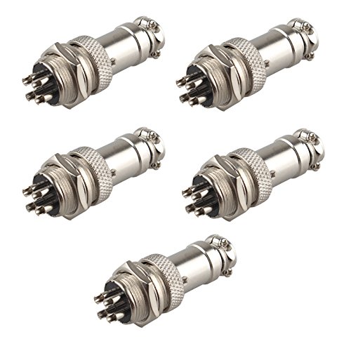 HALJIA 5pcs Plata Aviación Plug 4 pines 16 mm gx16 – 4 metal macho hembra Panel conector adaptador