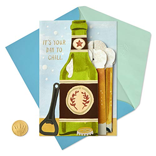 Hallmark - Tarjeta de felicitación para el día del padre (tamaño mediano), diseño con texto en inglés "Have A Cool One Beer Mug"