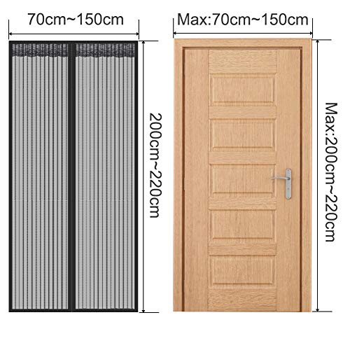 HALOVIE Mosquitera Puerta Magnetica Mosquito 90 x 210cm Cortina Mosquitera Magnética Protección de Insectos Mosca Anti-mosquito Cortina Magnética para Sala de Estar Balcón Patio Habitación, Negro