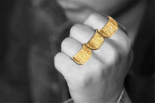 Halukakah ● Oro Bendiga Todo ● Hombres Anillo Chapado en 18K Oro Real Riqueza Tamaño Ajustable con CajaDeRegaloGRATIS