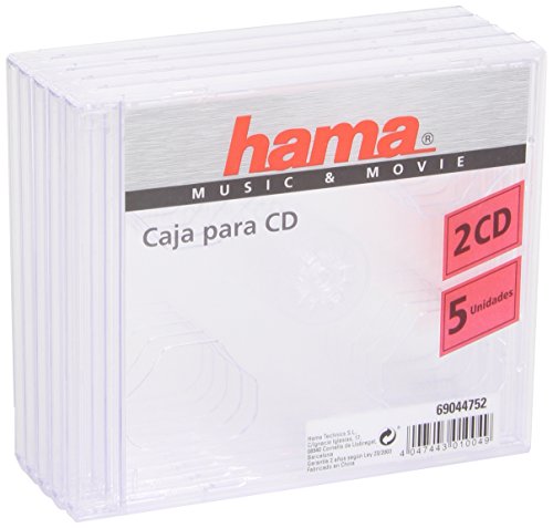 Hama 044752 - Caja para 2 CDs, 5 Unidades, Color Transparente