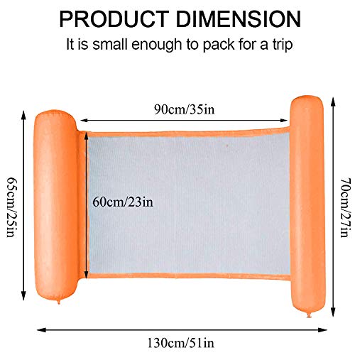 Hamaca de Agua, Tumbona Flotante Hamaca 4 en 1 Piscinas De Verano Al Aire Libre Inflable del Flotador Hamaca Cama Plegable para Sillas De Agua Flotante Piscina Tumbonas - Azul Oscuro (Naranja)