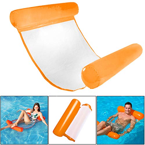 Hamaca de Agua, Tumbona Flotante Hamaca 4 en 1 Piscinas De Verano Al Aire Libre Inflable del Flotador Hamaca Cama Plegable para Sillas De Agua Flotante Piscina Tumbonas - Azul Oscuro (Naranja)