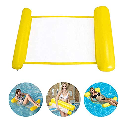 Hamaca Flotante, Hamaca Flotante Amarilla, Hamaca de Agua Con Almohada Inflable, Hamaca de Agua Flotante Piscina Inflable Playa Cama Flotante Sillón, para Verano Playa Mar Piscina, 130 * 80 cm