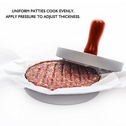 Hamburguesa Prensa Antiadherente, FineGood Patty Maker Molde de Empanada de Aluminio para Barbacoas Picnic Fiesta Hecho en Casa Hamburguesa Tocino Salchicha - Plata