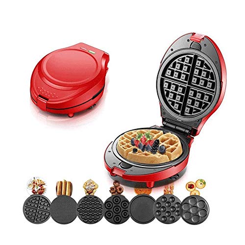 Hammer Anti-goteo belga Wafflera, 7-en-1 multifunción Waffle Maker for Máquina individual Porciones, croquetas de patata, o cualquier desayuno, almuerzo, y snacks con Easy Clean, revestimiento antiadh