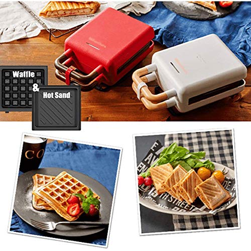 Hammer Waffle Maker for Máquina Individual Porciones, paninis, croquetas de Patata + Otro en el Camino Desayuno, Almuerzo o Snacks, con Easy Clean, Que no se pegue Lados