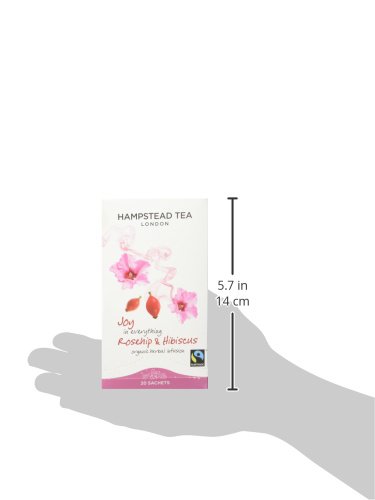 Hampstead Tea London Organic Biodynamic Revitalizing Infusion Hibiscus Roseflower / Herbal Rose y Té De Hibisco Revitalizante - 1 x 20 bolsas (30 gramos)