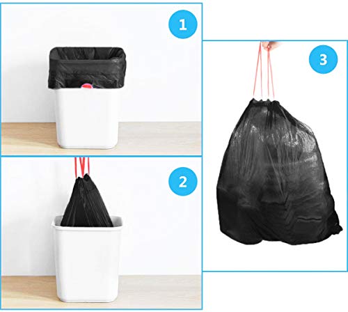 Handy Bag 3 Rollo de 45 Bolsas de Basura 50 L, Corbatas Deslizantes, Devor olores, Resistente, 60 x 70 cm, Potente y Universal Bolsa para Jardín Hogar Hogar Oficina Cocina Baño Botes de Basura