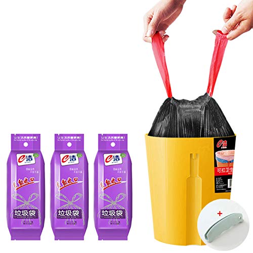 Handy Bag 3 Rollo de 45 Bolsas de Basura 50 L, Corbatas Deslizantes, Devor olores, Resistente, 60 x 70 cm, Potente y Universal Bolsa para Jardín Hogar Hogar Oficina Cocina Baño Botes de Basura