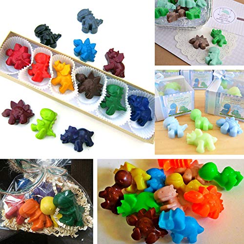 Hangnuo 3 paquetes de moldes de dinosaurios de goma, moldes de silicona para chocolate, moldes para cubitos de hielo, bombones, dulces con 3 gotas