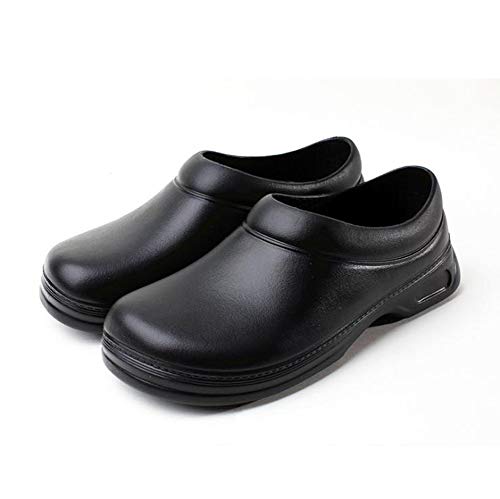 Haobing Unisex Zapatos de Trabajo para Restaurante Calzado de Seguridad para Cocineros Antideslizante Zapato Chef (Negro#1, 36 EU)