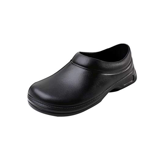 Haobing Unisex Zapatos de Trabajo para Restaurante Calzado de Seguridad para Cocineros Antideslizante Zapato Chef (Negro#1, 36 EU)