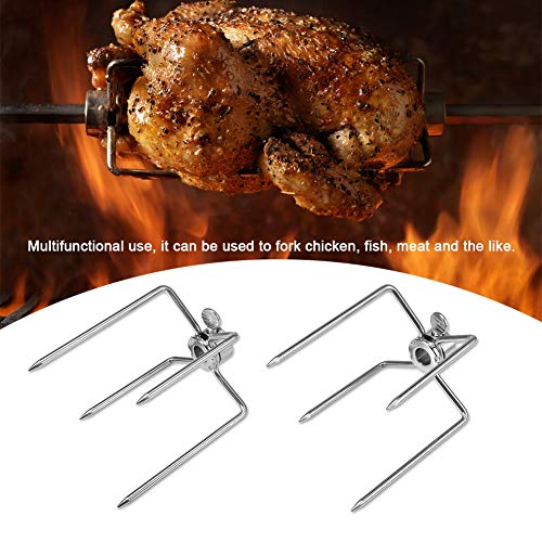 Haokaini Tenedor para Barbacoa 2 Piezas de Horquillas de Acero Inoxidable Multifuncionales Asador de Pollo Al Carbón Asador Herramienta de Barbacoa para Verduras Carne Mariscos