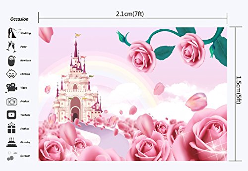 Haosphoto YX412 - Fondo de vinilo para baby shower, diseño de castillo de hadas, 17,7 x 152 cm, color rosa