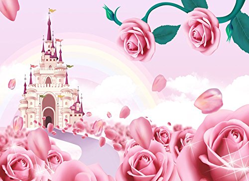 Haosphoto YX412 - Fondo de vinilo para baby shower, diseño de castillo de hadas, 17,7 x 152 cm, color rosa