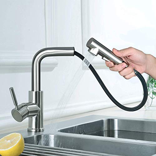 Hapilife Grifo De Cocina Extraible Monomando Multifuncional Estético Con Caño Giratorio Alto Cromado Inoxidable para Fregadero