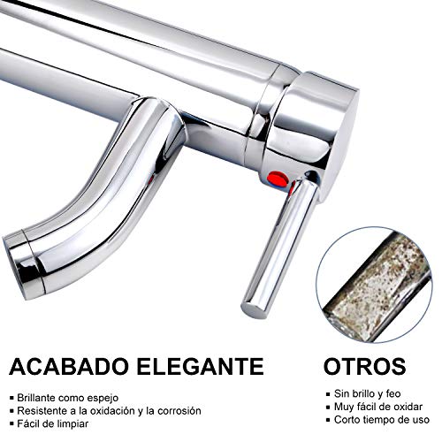 Hapilife Grifo Lavabo Alto Monomando para Baño Grifo Lavabo Inox Grifo Lavabo con Caño Alto Cromado Grifería Lavabo Monomando con Aireador Incorporado, Conexión 3/8" Española, 10 Años Garantía