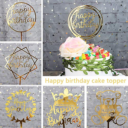 Happy Birthday Topper BESTZY Cupcake Toppers 8 piezas Topper de Pastel de Cumpleaños para Decoración de Tartas de Cumpleaños