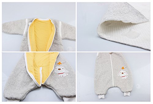 Happy Cherry - Bebés Saco de Dormir Manga Larga Desmontable Cremallera Otoño Invierno para Niños Niñas - Gris - 24-36 Meses