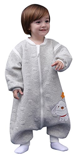 Happy Cherry - Bebés Saco de Dormir Manga Larga Desmontable Cremallera Otoño Invierno para Niños Niñas - Gris - 24-36 Meses