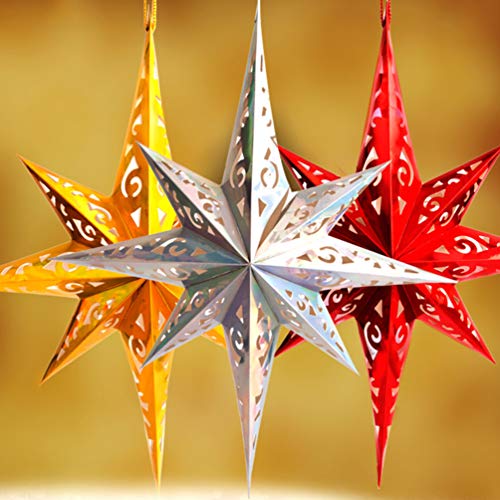 Happyyami Estrella de papel para lámpara pantalla de estrella de papel techo de navidad ornamento colgante cortinas de papel de luz decoración para el banquete de boda en casa