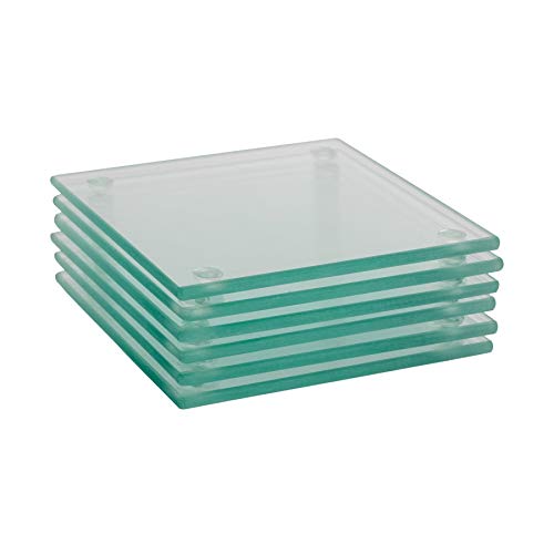 Harbour Housewares Posavasos Cuadrados de Cristal - Transparente - Pack de 6