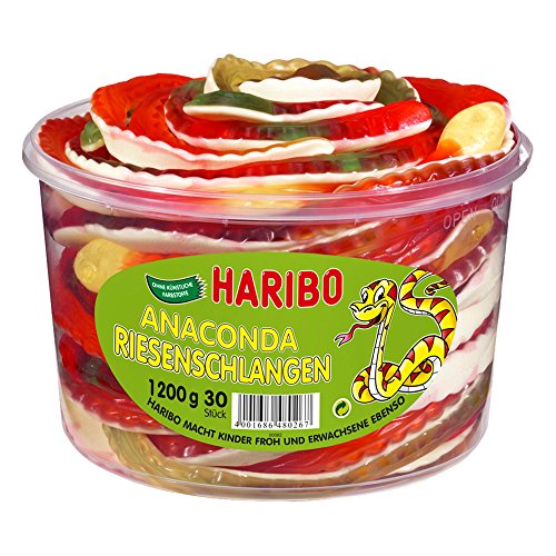 Haribo Anaconda serpentelli gigantes, Gominolas de Fruta, pasteles, 30 unidades, 1200 g