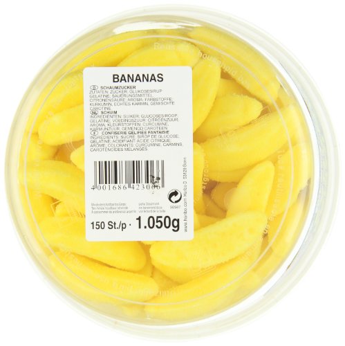 Haribo Bananas, Gominolas de Fruta, 150 Unidades, Tarro de 1050 g