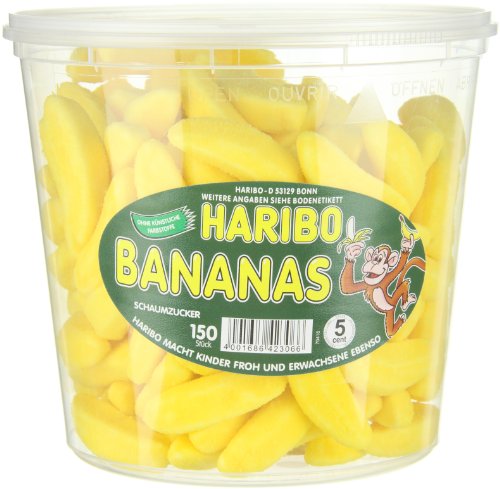 Haribo Bananas, Gominolas de Fruta, 150 Unidades, Tarro de 1050 g