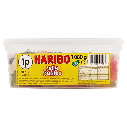 Haribo Jelly Babies - Golosinas de gelatina con formas de bebé - 1.080 g - Aprox. 600 unidades