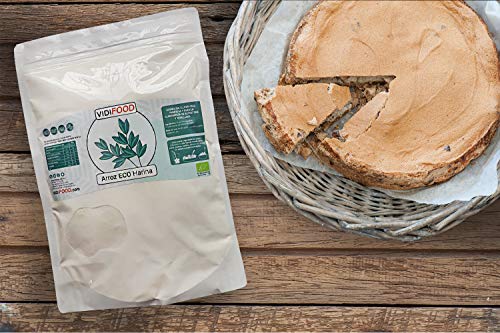 Harina de Arroz ECO - 1kg - Arroz Orgánico molido - Puro arroz blanco para hornear y cocinar - Harina almidonosa sin gluten