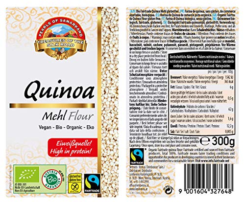 Harina de Quinua de comercio justo orgánica 1,8kg ecológica, Fairtrade, sin gluten, de quinoa real biológica, sin OMG 6x300g