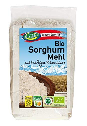 Harina de sorgo ecológica austríaca, sin gluten 1,8kg Bio biológica, sin OMG, de mijo de sorgo con grano entero de Austria, orgánico, extra limpio y sin datura 6x300g