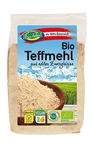 Harina de teff austriaca ecológica, sin gluten 1,8kg Bio biológica, sin OMG, de teff de grano entero de Austria, mijo miniatura orgánico, extra limpio y sin datura 6x300g