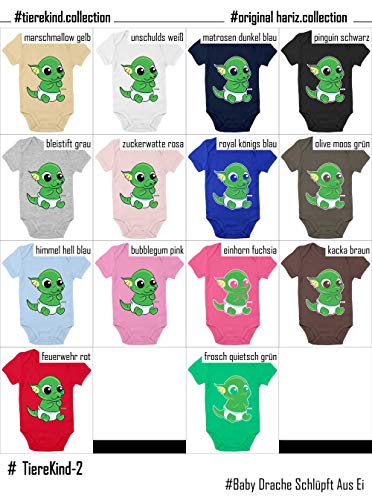 Hariz Baby Body de manga corta Baby Drache pft de huevo Animales Zoo Plus tarjetas de regalo de rana verde quietsch 3-6 meses