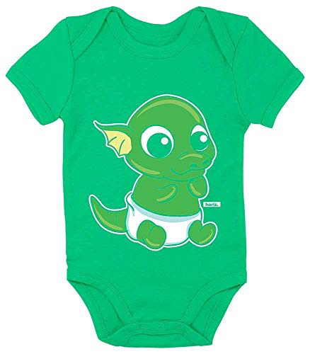 Hariz Baby Body de manga corta Baby Drache pft de huevo Animales Zoo Plus tarjetas de regalo de rana verde quietsch 3-6 meses