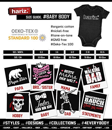 Hariz - Body de manga corta para bebé, diseño de mariquita, trébol, animales, zoo, incluye tarjeta de regalo, color negro