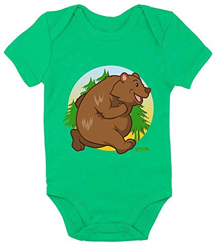 Hariz - Body de manga corta para bebé, diseño de oso con círculos y animales, incluye tarjeta de regalo de rana, color verde